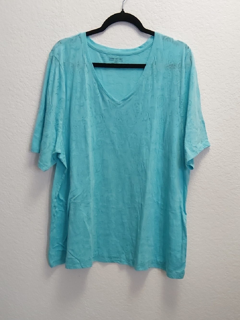 Lane Bryant Turquoise V-Neck Short Sleeve Tee